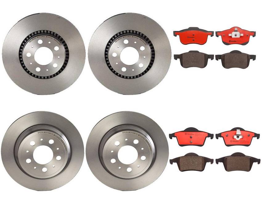 Volvo Brakes Kit - Pads & Rotors Front and Rear (305mm/288mm) (Ceramic) 31471827 - Brembo 1631316KIT